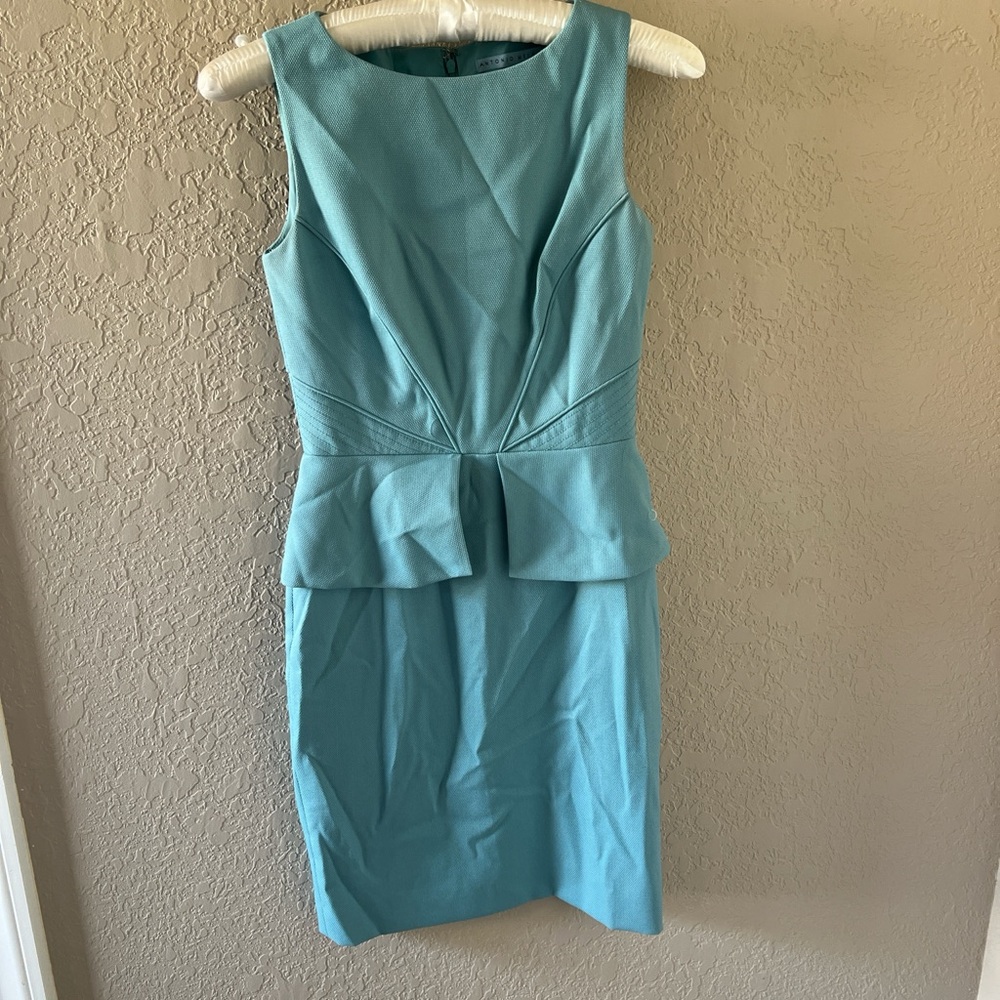ANTONIO MELANI Teal Sleeveless Midi Dress
